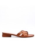 Large size 38-42 low heel sandal in faux leather for women