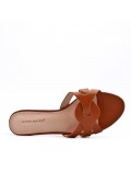 Large size 38-42 low heel sandal in faux leather for women