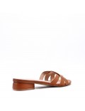 Large size 38-42 low heel sandal in faux leather for women