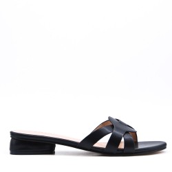 Large size 38-42 low heel sandal in faux leather for women