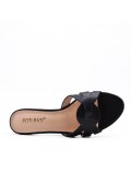 Large size 38-42 low heel sandal in faux leather for women