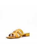 Low-heel sandal in mixed materials for women