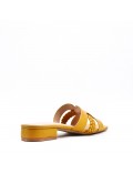 Low-heel sandal in mixed materials for women