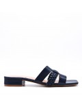 Low-heel sandal in mixed materials for women