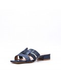 Low-heel sandal in mixed materials for women