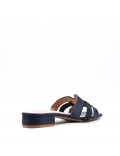 Low-heel sandal in mixed materials for women