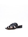 Low-heel sandal in mixed materials for women