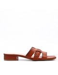 Low-heel sandal in mixed materials for women