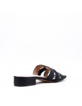 Low-heel sandal in mixed materials for women