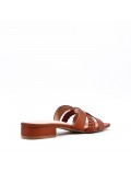 Low-heel sandal in mixed materials for women