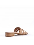 Low-heel sandal in mixed materials for women