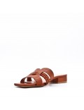 Large size 38-42 low heel sandal in faux leather for women