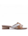 Low-heel sandal in mixed materials for women