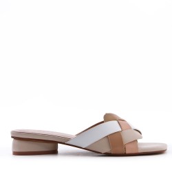 Grande taille 38-42 Sandale à petit talon en simili cuir pour femme