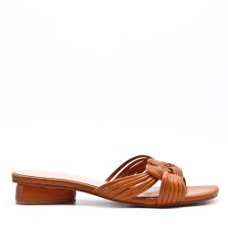 Grande taille 38-42 Sandale à petit talon en simili cuir pour femme