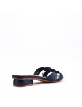 Large size 38-42 low heel sandal in faux leather for women