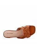 Large size 38-42 low heel sandal in faux leather for women