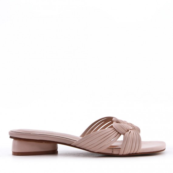 Grande taille 38-42 Sandale à petit talon en simili cuir pour femme