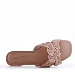 Grande taille 38-42 Sandale à petit talon en simili cuir pour femme