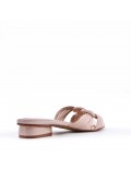 Grande taille 38-42 Sandale à petit talon en simili cuir pour femme