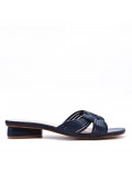 Low-heel sandal in mixed materials for women