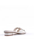 Low-heel sandal in mixed materials for women