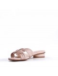 Low-heel sandal in mixed materials for women