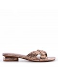 Low-heel sandal in mixed materials for women