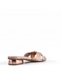 Low-heel sandal in mixed materials for women