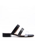 Low-heel sandal in mixed materials for women