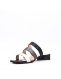 Low-heel sandal in mixed materials for women