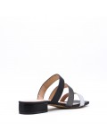 Low-heel sandal in mixed materials for women