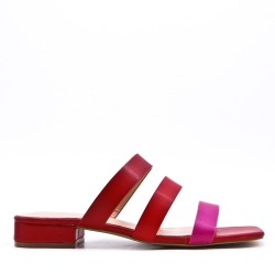 Low-heel sandal in mixed materials for women