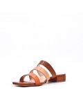 Low-heel sandal in mixed materials for women