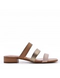 Low-heel sandal in mixed materials for women