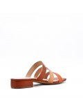 Low-heel sandal in mixed materials for women