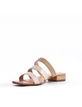 Low-heel sandal in mixed materials for women