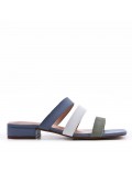 Low-heel sandal in mixed materials for women