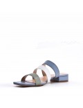 Low-heel sandal in mixed materials for women