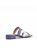 Low-heel sandal in mixed materials for women