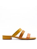 Low-heel sandal in mixed materials for women