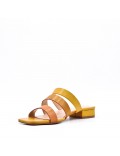 Low-heel sandal in mixed materials for women