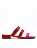 Large size 38-42 low heel sandal in faux leather for women