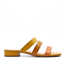 Large size 38-42 low heel sandal in faux leather for women