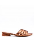 Low-heel sandal in mixed materials for women