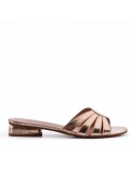 Low-heel sandal in mixed materials for women