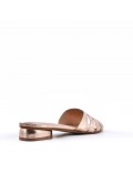 Low-heel sandal in mixed materials for women