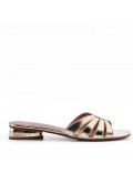 Low-heel sandal in mixed materials for women