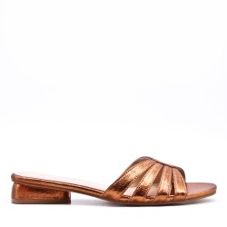Grande taille 38-42 Sandale à petit talon en simili cuir pour femme