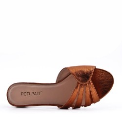 Grande taille 38-42 Sandale à petit talon en simili cuir pour femme